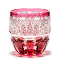 Crystal Glass Sake Cup  Gold Red Chrysanthemum