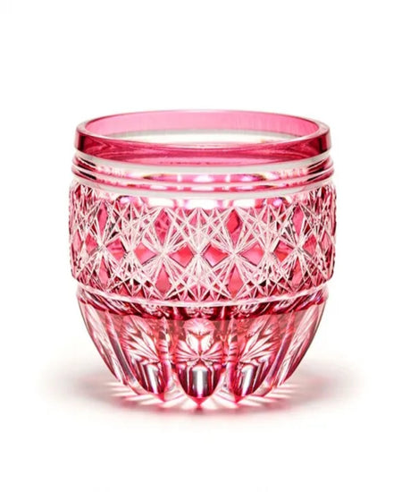 Crystal Glass Sake Cup Red Leaf