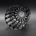 Cross Rock glass showing intricate cross cuts and star pattern at the bottom in black crystal glass design.